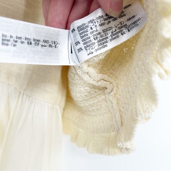 NEW ZARA Mixed Media Pull On Maxi Skirt S Cream - Picture 6 of 6